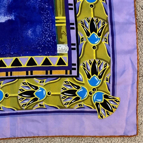 Elegant Purple and Gold Designer Scarf - Picture 3 of 10